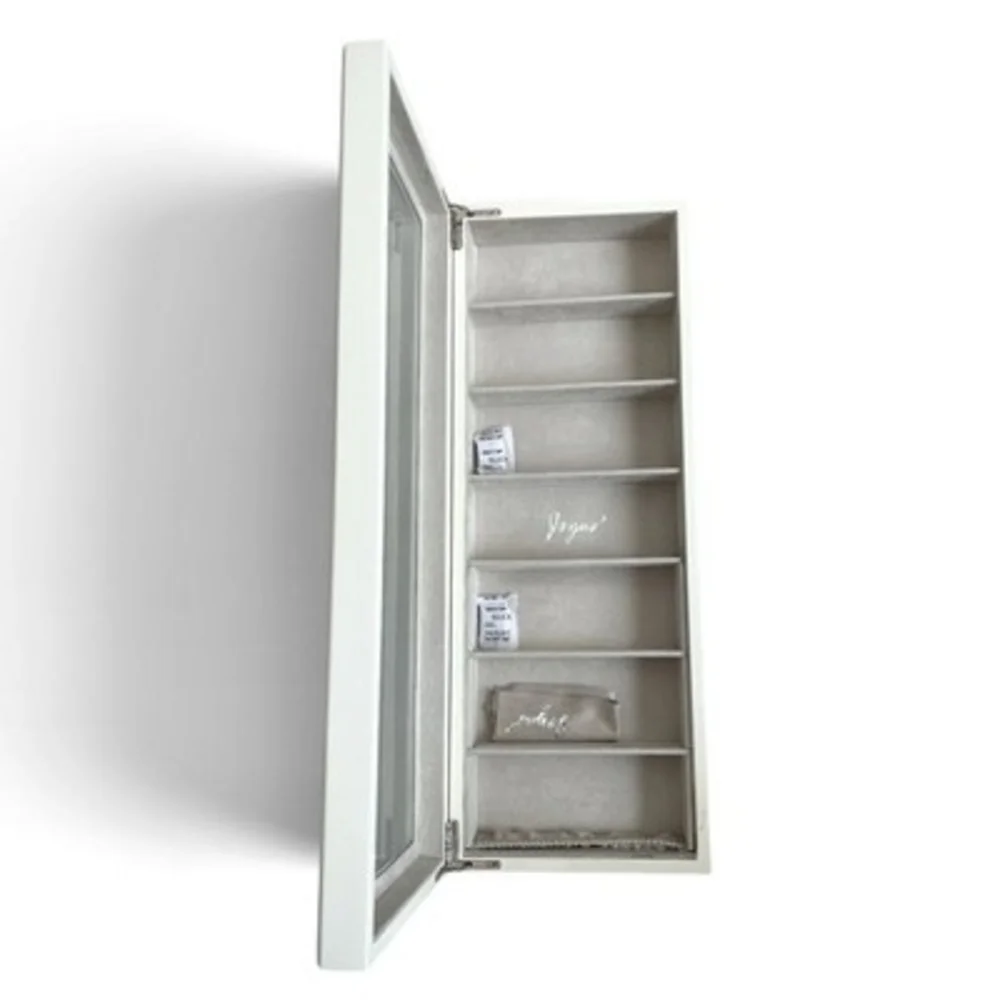 White Wood Sunglasses Display Case 7-Compartment 7x19x3